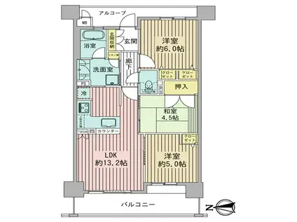 プレサンスロジェ京都二条(3LDK/2階)の間取り写真