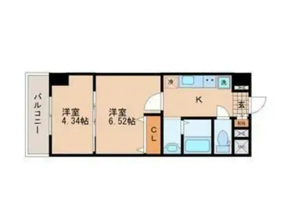 アスコット河原町駅前(2K/2階)の間取り写真