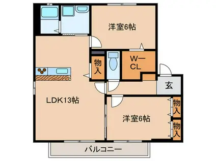 ランドハイム五林(2LDK/2階)の間取り写真