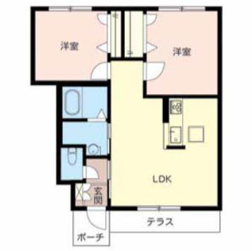 シャーメゾンヒルズ(2LDK/1階)の間取り写真