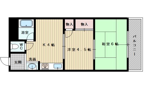 パールハイツ(2K/4階)の間取り写真