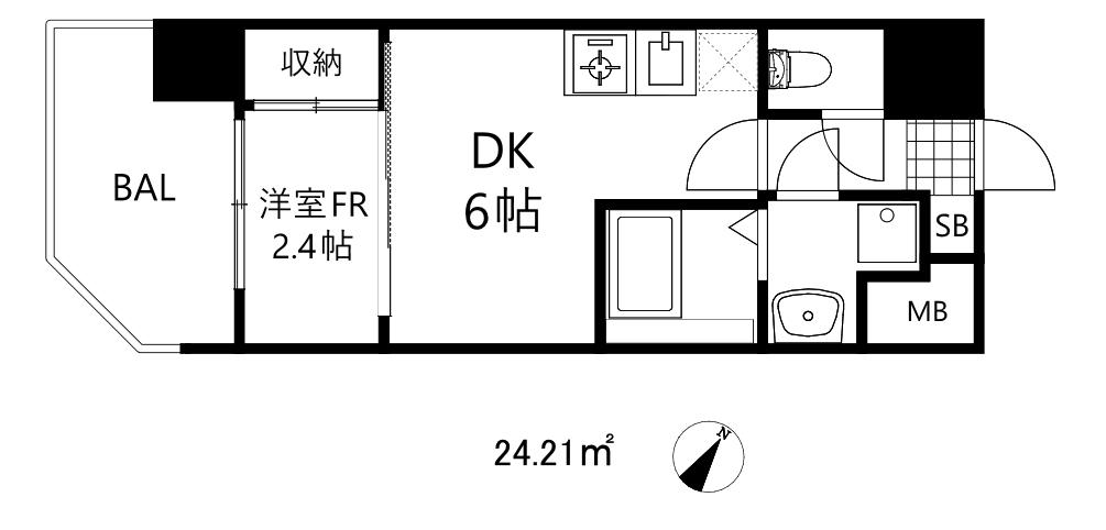 セレニテ元町アリエ(1DK/11階)の間取り写真