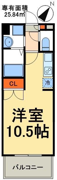 アーク松戸セントラルパーク(ワンルーム/2階)の間取り写真