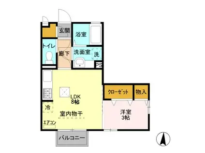 ディアコート A(1LDK/1階)の間取り写真