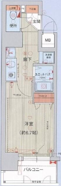 ライジングコート名古屋駅南(1K/6階)の間取り写真