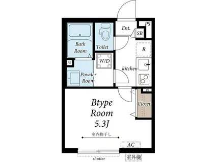 グレイス高野II(1K/2階)の間取り写真