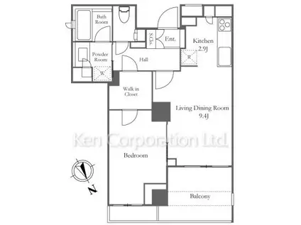 プラウド恵比寿(1LDK/4階)の間取り写真