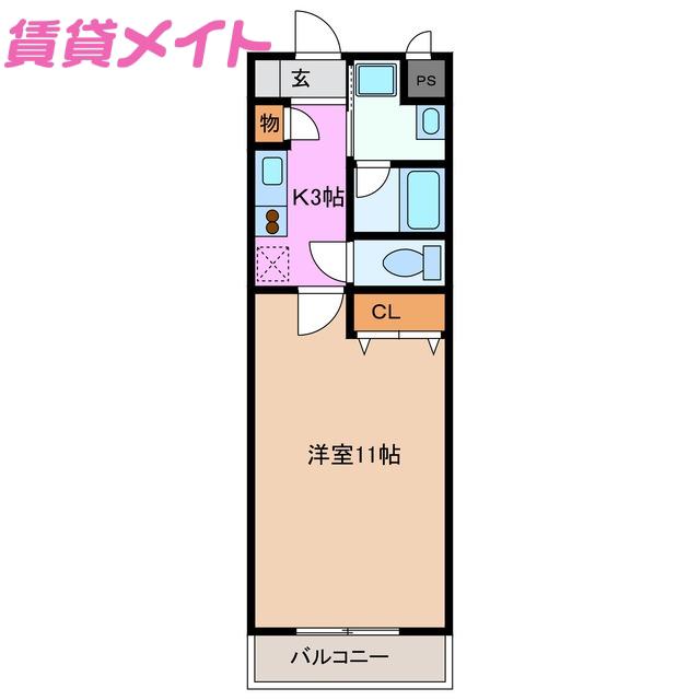 セレッソIKUWA(1K/3階)の間取り写真