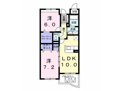 カーサベ-ネA(2LDK/3階)の間取り写真
