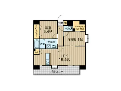 八王寺ツインタワーイースト(2LDK/2階)の間取り写真