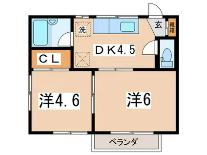ユニハウス戸塚(2DK/1階)の間取り写真