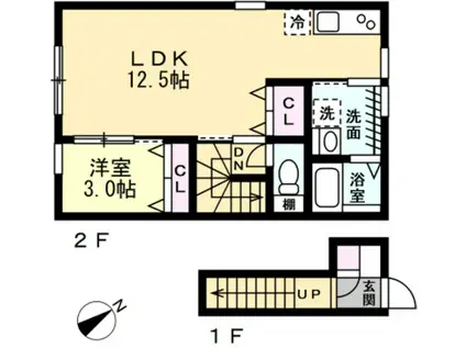 CHATONII(1LDK/2階)の間取り写真