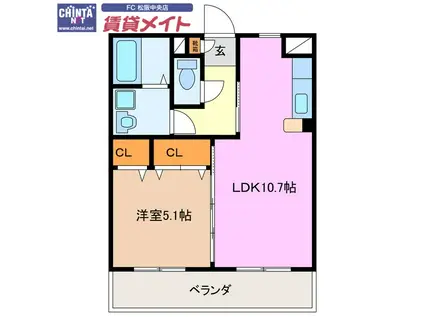 マエストロ明和(1LDK/1階)の間取り写真