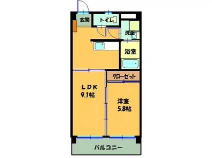 ピースフル(2DK/1階)の間取り写真