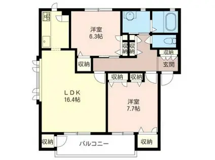 アルファタウン和泉町D(2LDK/1階)の間取り写真