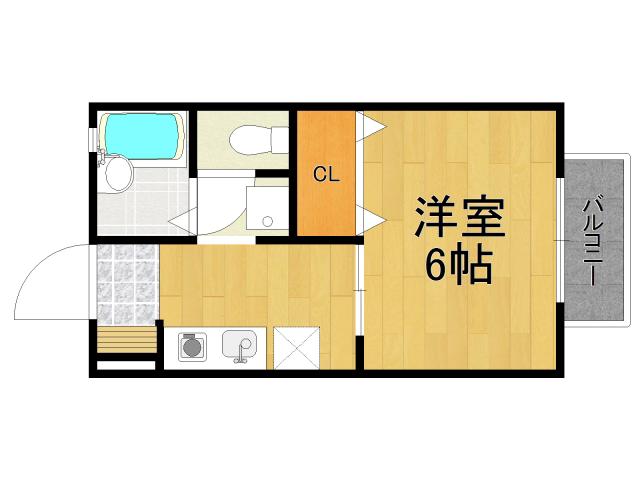 サラスⅡ(1K/2階)の間取り写真