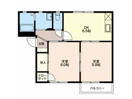 シャーメゾン大町(2DK/2階)の間取り写真