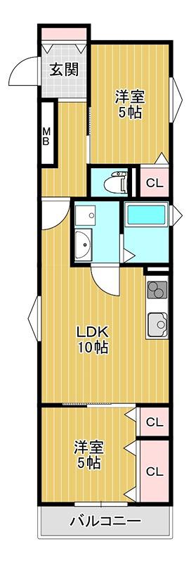 クリエオーレ菊水町(2LDK/1階)の間取り写真