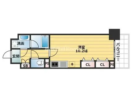 エスリード長堀タワー(ワンルーム/9階)の間取り写真