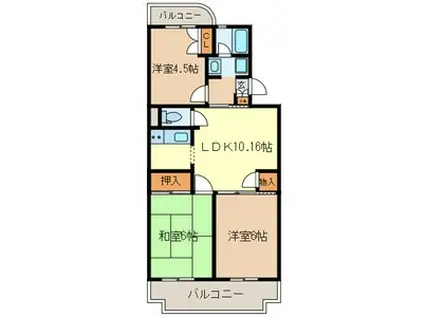 サニーサイド(3LDK/3階)の間取り写真