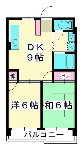 三高サンハイツ(2DK/2階)の間取り写真