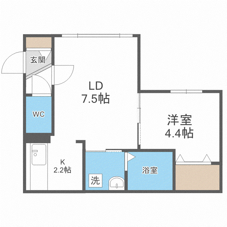 GLORY豊平(1LDK/4階)の間取り写真