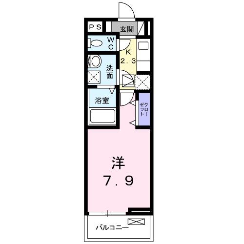 グレイスフル・ユウナII 1K(1K/1階)の間取り写真