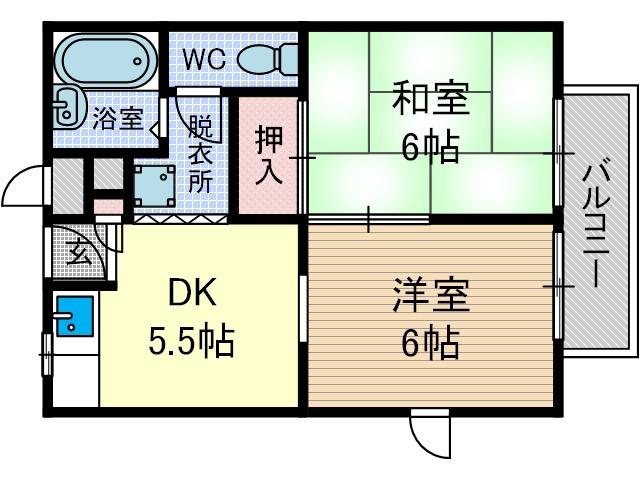 入江ハイツ3(2DK/1階)の間取り写真