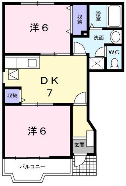 ソレアード(2DK/1階)の間取り写真