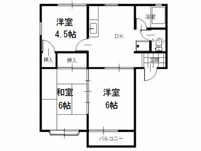 ヒルトップ本郷B(3DK/2階)の間取り写真