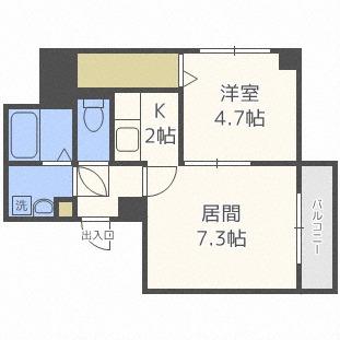 カハラコートファースト(1K/6階)の間取り写真