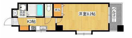 プレミール吉留(1K/3階)の間取り写真