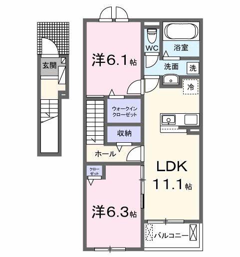 レスポワール A(2LDK/2階)の間取り写真