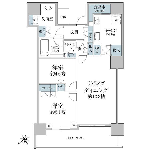 ザタワー横浜北仲(2LDK/8階)の間取り写真