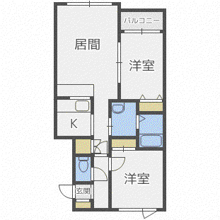 リッチオーク屯田B(2LDK/2階)の間取り写真
