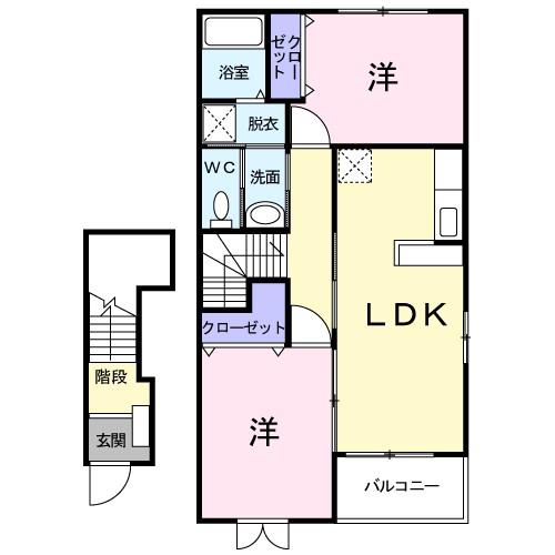 フェアリーII(2LDK/2階)の間取り写真