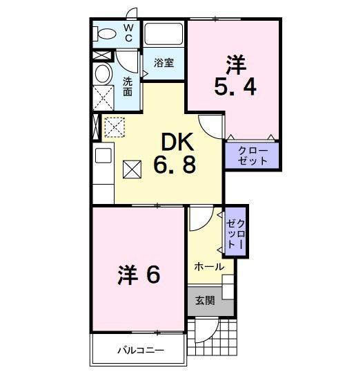 ソルパラーシオ(2DK/1階)の間取り写真