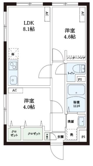 レピュア本郷レジデンス(2LDK/3階)の間取り写真