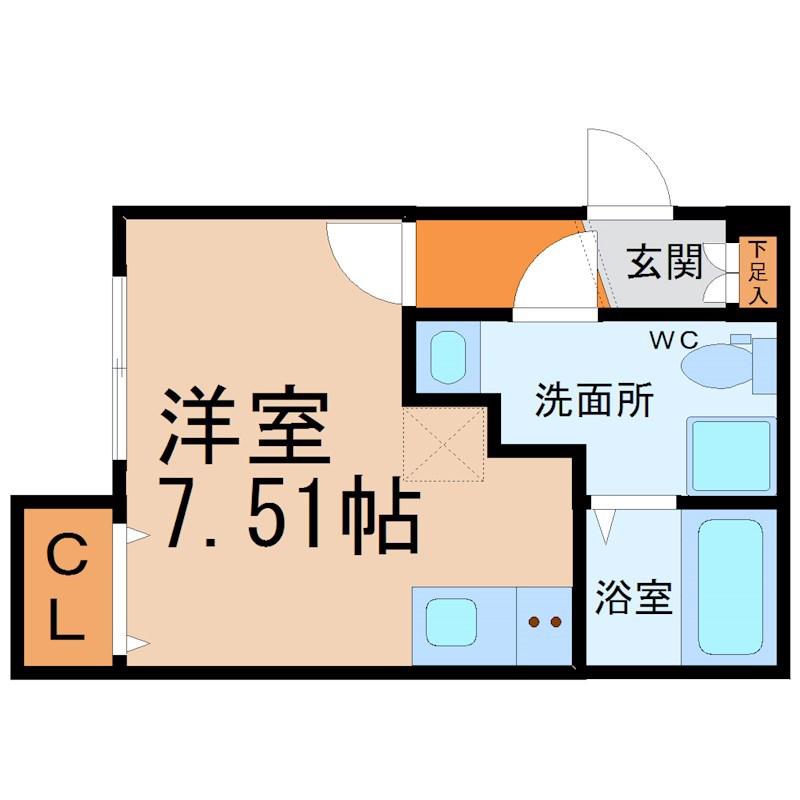 BRANCHE葵(ワンルーム/4階)の間取り写真