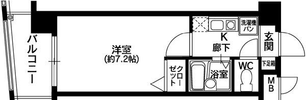 奈良屋グロリアス(1K/2階)の間取り写真
