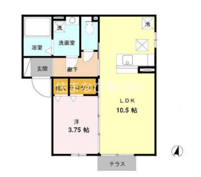 コスモス(1LDK/1階)の間取り写真