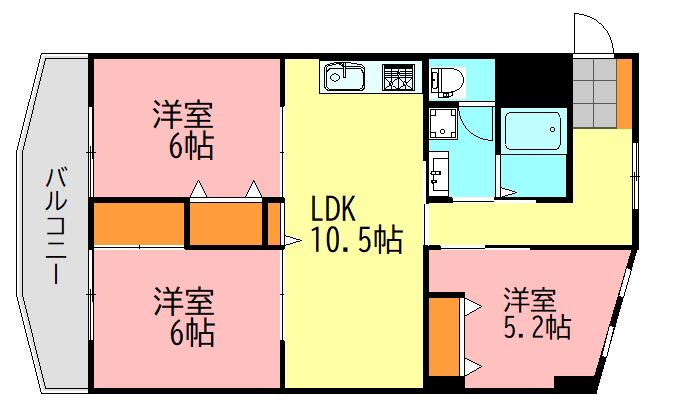 エーデル川内(3LDK/2階)の間取り写真