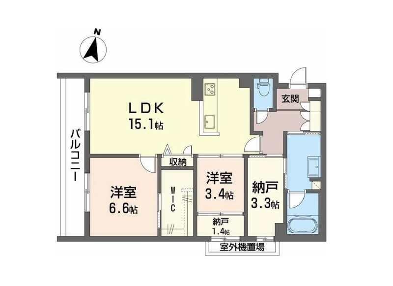 シャーメゾングラン南福岡(2SLDK/3階)の間取り写真