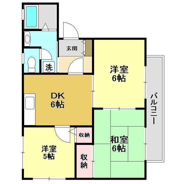グランシティ A(3DK/2階)の間取り写真