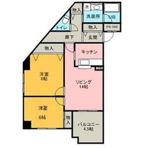 シーサイドパストラル林崎2(2LDK/2階)の間取り写真