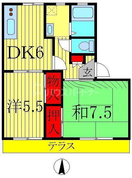 アメニティ若松(2DK/1階)の間取り写真