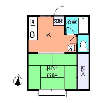 ローレルハイツ101(1DK/1階)の間取り写真