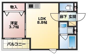 GRANDCIA PLUS(1LDK/2階)の間取り写真