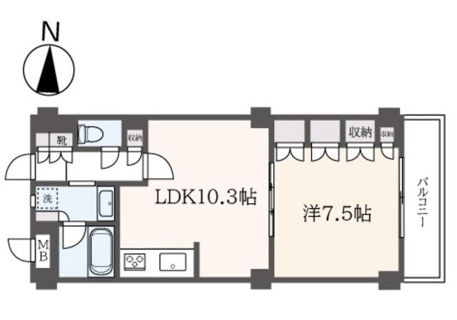 アバンダントII(1LDK/1階)の間取り写真