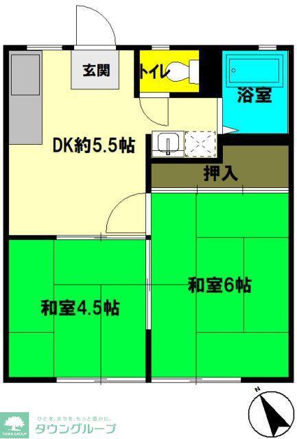 ハイムユアーズII(2DK/1階)の間取り写真